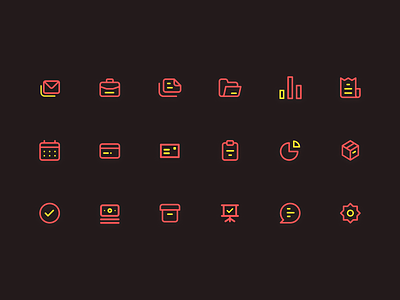 Misc Icons - Dark Theme clean concept dark design financial icons inline red set simple ui yellow