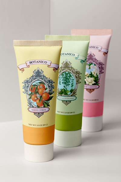 BOTANICO Hand Cream branding illustration logo