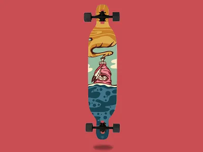 Doggface 208 Longboard beach cannabis clouds cranberry juice design doggface208 feather gravity bong illustration long board ocean skate board smoke viral weed weed logo