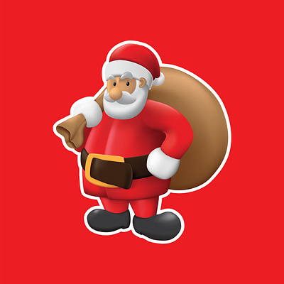 Santa is Ready! 3d app bearded branding cartoon character christmas design eve gift holiday mascot present red sale santa ui vector web winter