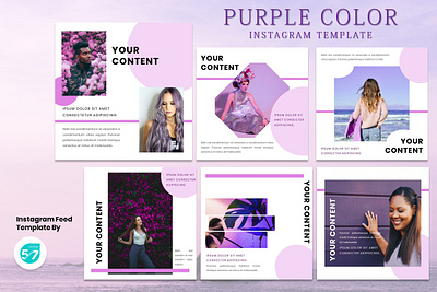 Instagram Feed Template - Purple Themes branding design fashion fashion brand graphicdesign instagram instagram post instagram story instagram template