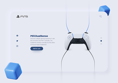 PS5 DualSense 3d branding clean design glassmorphism minimal modern nepal nepali neumorphism playstation playstation 5 product ps5 sony trend uitrends web webdesign website