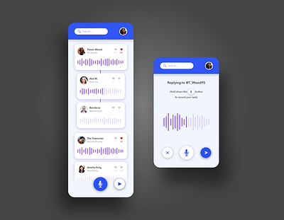 Munch: Voice Based Social Media app mobile modern podcast social social media social network ui voice voicemail