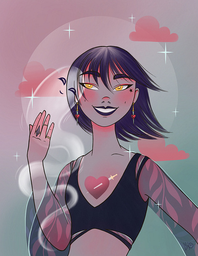 Friends forever digital color digitalart drawing fantasy ghost heart illustration love procreate spooky spooky season witchy woman
