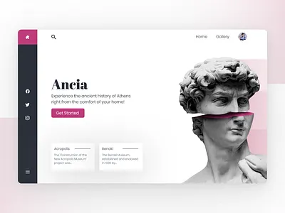 Ancia - Ancient Greece ancient clean design flat greece greek greek gods minimal modern museum negative space nepal nepali nepali design sculpture ui web webdesign whitespace