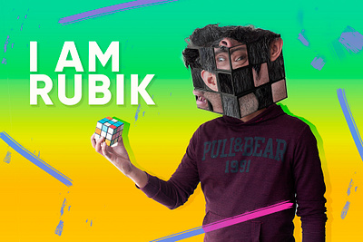 I am Rubik photo manipulation photoshop poster design