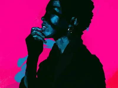 Blue and pink blue digital painting illustration paint procreate woman