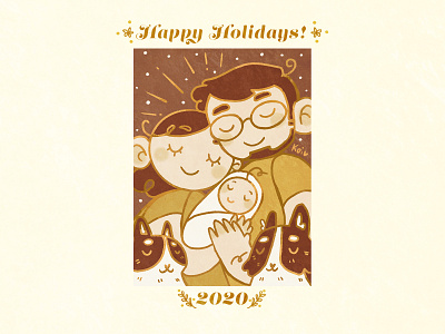 Holidays 2020 baby cats christmas design family family portrait holiday illustration postcard