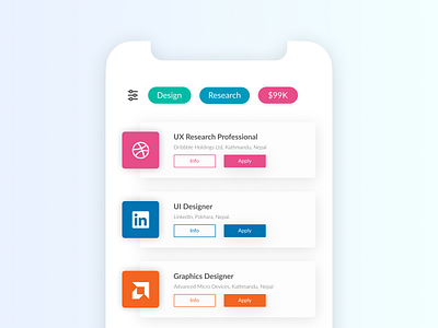 Job Listing #DailyUI #050 050 colorful daily ui dailyui dailyui 050 dailyui050 dailyuichallenge design figma figmadesign filter job job listing jobs minimalism minimalist simple ui