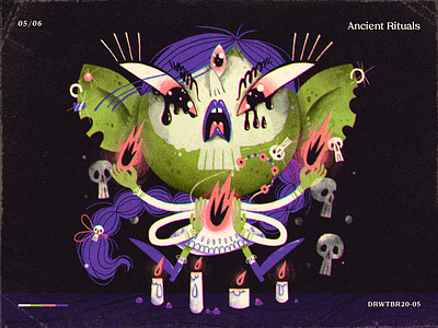 Drawtober 2020 | Prompt 05 — Ancient Rituals ancient rituals art artwork challenge character character design creepy death drawlloween drawtober handmade illustration inktober mexican muerte ritual scary spooky