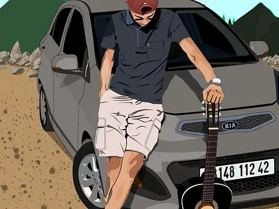Picanto with guitar illustration photoshop vectorart