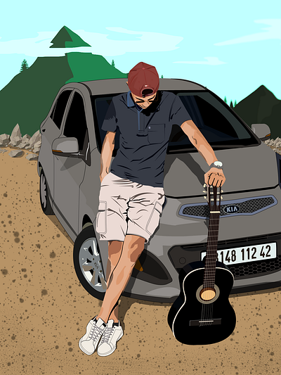 Picanto with guitar illustration photoshop vectorart