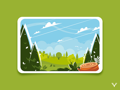 Spring Field Green Sunny Landscape Vector Background background bluesky branding debut fields firstshot green hill hills illustration minimal pines sky spring spring break springfield springtime valley vector wood