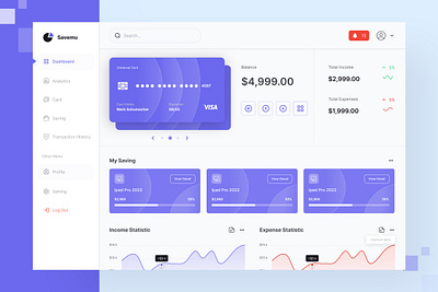 Savemu | Finance Dashboard analytics bank clean concept creative dashboard dashboard ui design finance finance dashboard finances financial financial app fintech investment minimal ui ux web website