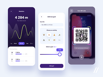 Fitness App activity activity tracker app design fitness fitness app mobile mvp online purrweb qr qr code react native scan startup training training app ui ux wellness