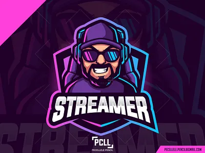 Streamer Logo For Sale beard beared cartoon caster daddy design esport esports for sale gamer gaming host logo man mascot podcast premade streamer vector