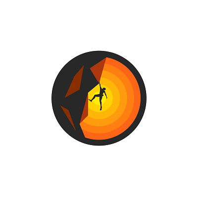 Solo climbing activity branding design climber climbing emblem extreme sports illustration logo design round logo solo climbing sport icon sport illustration sports branding sports design sports logo sunrise sunset t shirt illustration vector