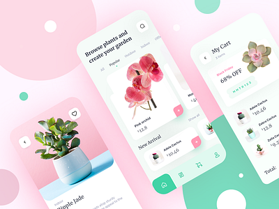 Plant shop app exploration app cart checkout design flower garden ilabs interactive labs mobile mobile app design plant product design shop toda ui ui design