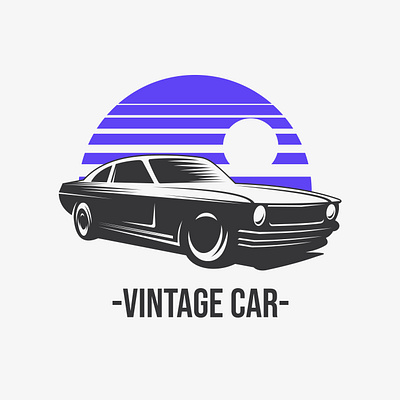 Vintage car logo apparel badge car design emblem flat logo silhouette travel vector vintage