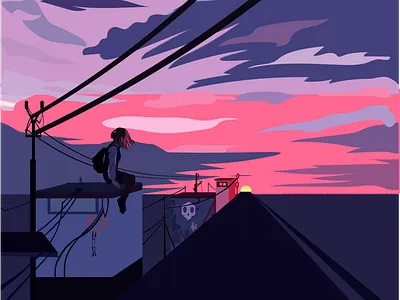 alone animation design flat flatdesign illustration minimal vector vektor