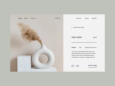 kos - ceramics store branding ceramics design ecommerce flat design minimal online shop online store product product page ui ui design uiux ux ux design website