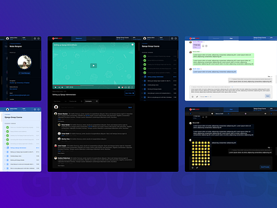 Group Class - for LinuxJobber chat class comment course dark mode design figma group learn message playlist school skill ui uiux uiuxdesign ux ux design video player website