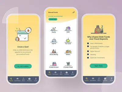 Mutual Funds App finance finance app finance application financial app fintech funds icons infographics interaction design investment investments money mutual funds presentation ux design