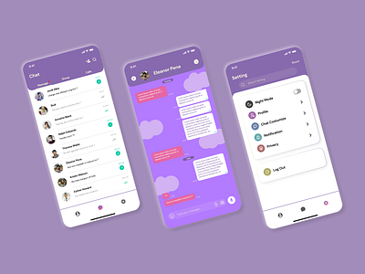 Chat App app design best shot chat app chat design colorful feminine feminine color feminine design inspiration interaction design interactive design message app mobile app design mobile ui modern playful trend ui ui design ux