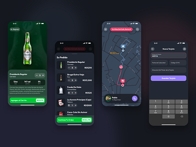 Corner Store Delivery App animation beer credit card dailyui dark delivery form ios map mobile payment ui ux