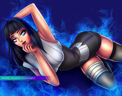 Hinata Hyūga | Naruto anime artwork design digital painting fanart girls hinata hyuga logo naruto pinup pinup girl sexy