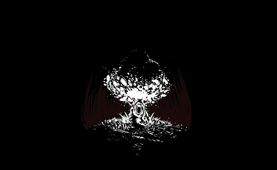 Nuclear tree black and white illustration krita sketch