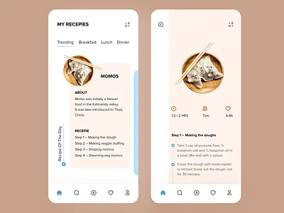 Recipe app ui application appui daily ui design minimalist mobile app ui uiuxdesign