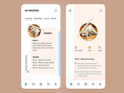 Recipe app ui application appui daily ui design minimalist mobile app ui uiuxdesign