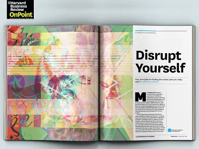 Harvard Business Review (OnPoint Magazine) branding collage color disrupt yourself ephemera graphic design harvard business review hbr.org identity illustration magazine illustration pattern
