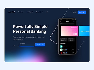 Wallet App | Neobank Hero Section bank card banking app banking website crypto hero banner hero section homepage landing page landing page concept landing page ui landingpage main page neobank neobank landing page product page ui web webdesign