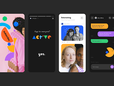 Active Social App active activity app brand identity branding clean illustration media tech digital minimal mobile mobile app people social social app ui ux