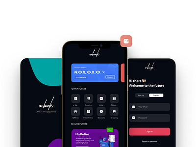 Fintech app concept app banking app dark theme dark ui finance finance app fintech payment sign up splashscreen wallet