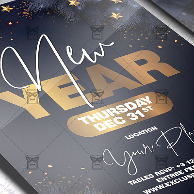 New Year - Flyer PSD Template christmas christmas 2020 christmas flyer christmas market christmas menu christmas vacation menu design menu set new year menu new year menu set xmas xmas flyer xmas menu set