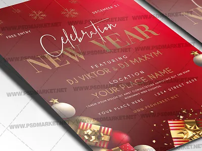 NYE Celebration Template - Flyer PSD christmas christmas 2020 christmas flyer christmas market christmas menu christmas vacation menu design menu set new year menu new year menu set xmas xmas menu set