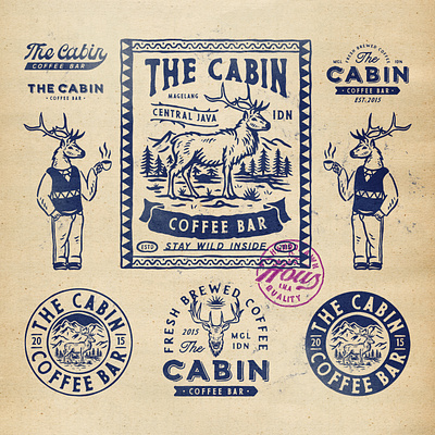 The Cabin Coffee Bar badge design branding handdrawn illustration t shirt design vintage vintage badge vintage design