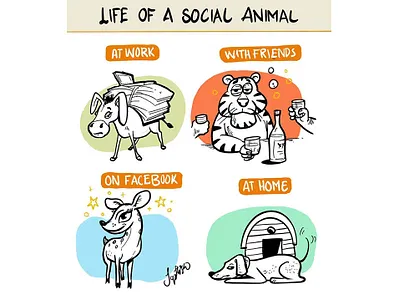 Life of a social animal art artwork cartoon character character concept comic art concept design digital art drawing illustration ipad design procreate sketch