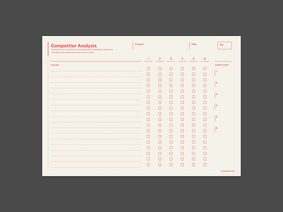 Competitor Analysis (Printable Template) user experience user research