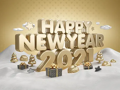 Happy New Year 2021 2021 3d branding christmas gift gold happy new year santa surprise