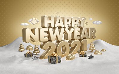 Happy New Year 2021 2021 3d branding christmas gift gold happy new year santa surprise