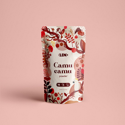 Camu camu Superfood powder camu camu package design packaging packaging mockup pattern pouch pouch design superfoods