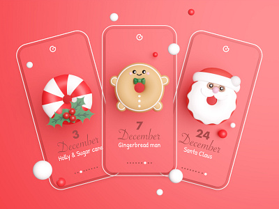 Advent calendar with donuts ! advent calendar app character design christmas christmas app christmas party december design donut gingerbread holly illustration merry christmas mobile santa santa claus snow sugarcane ui ux