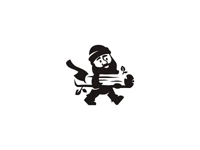 Woodcutter black brand branding carpenter character forest furniture logo logotype mascot master negativespace person sawmill