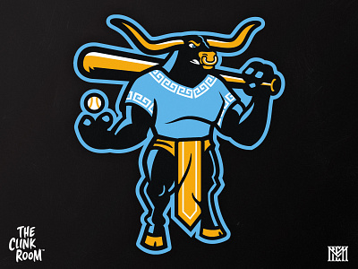 Crete Sluggers baseball baseball bat brand identity branding bull cap cow crete greece greek hat hats mascot mascots minotaur mythology sluggers the clink room