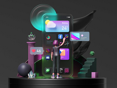 iOS14 icons Scenes 3d 3d icon 3d icons app app design app icon bigsur branding c4d design designer icons ios ios app ios14 iphone octane octane render uiux