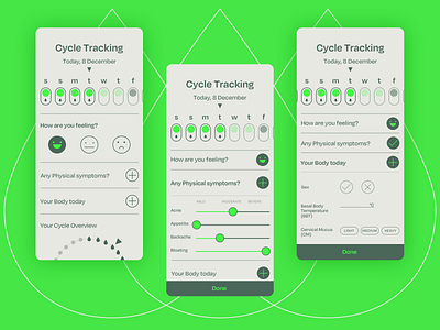 Daily Log - Cycle Tracking design health health app healthcare ui women health